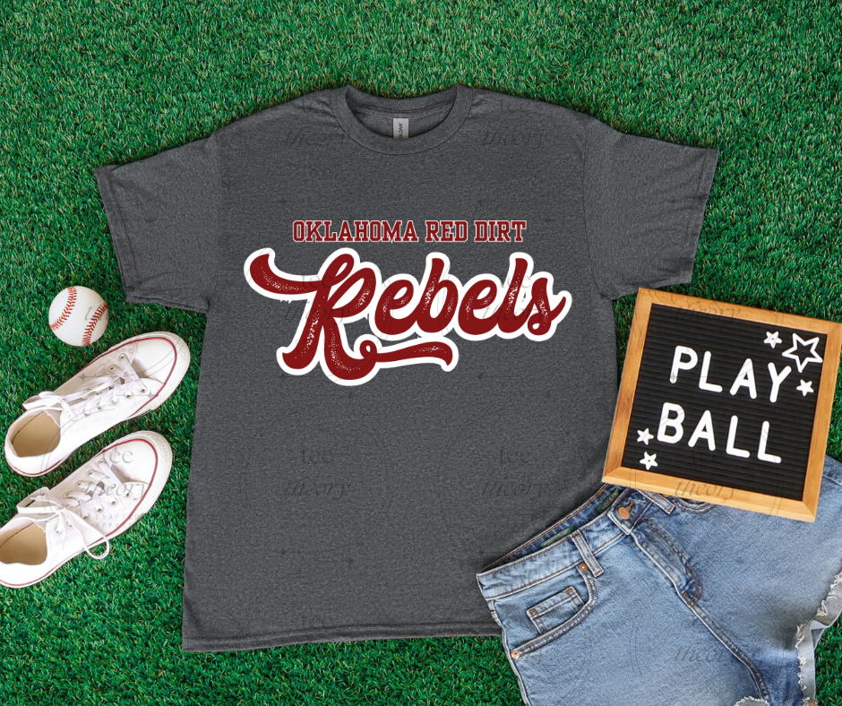 OK Red Dirt Rebels Bubble Letter Tee