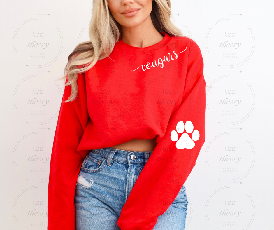 Cougars Neck line & Paw Elbow sweatshirt