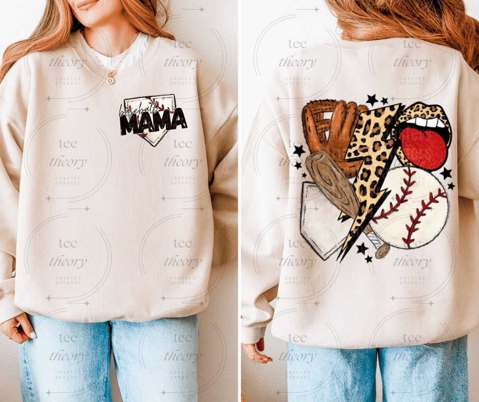 Baseball Collage Back with Baseball Mama Pocket sweatshirt