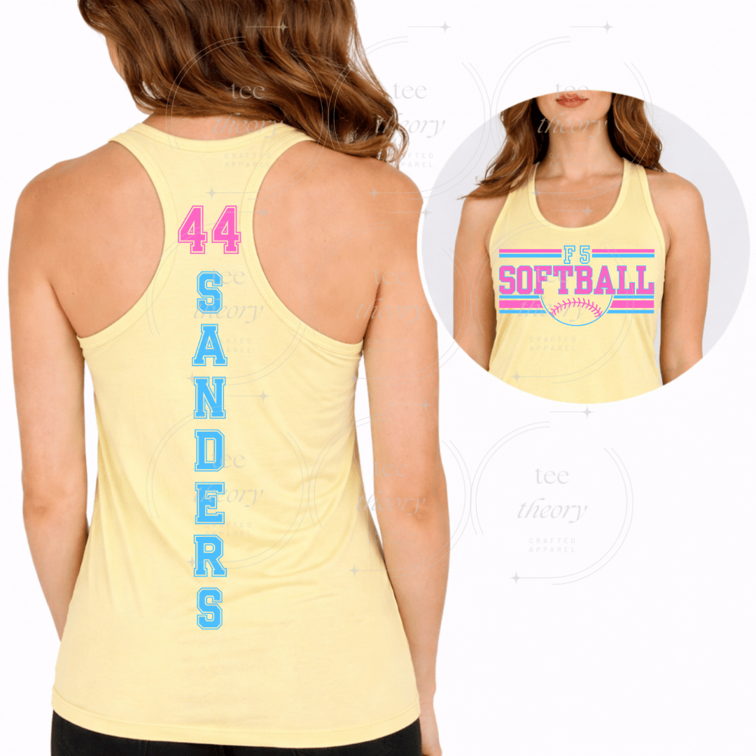 F5 Racerback Tank with Name and Number on Back