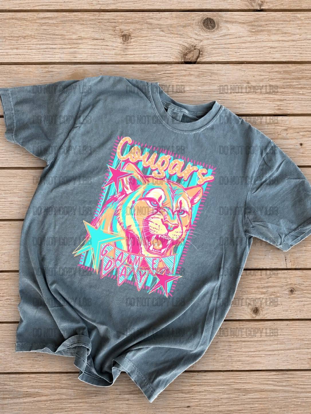 Neon Cougars Mascot Tee
