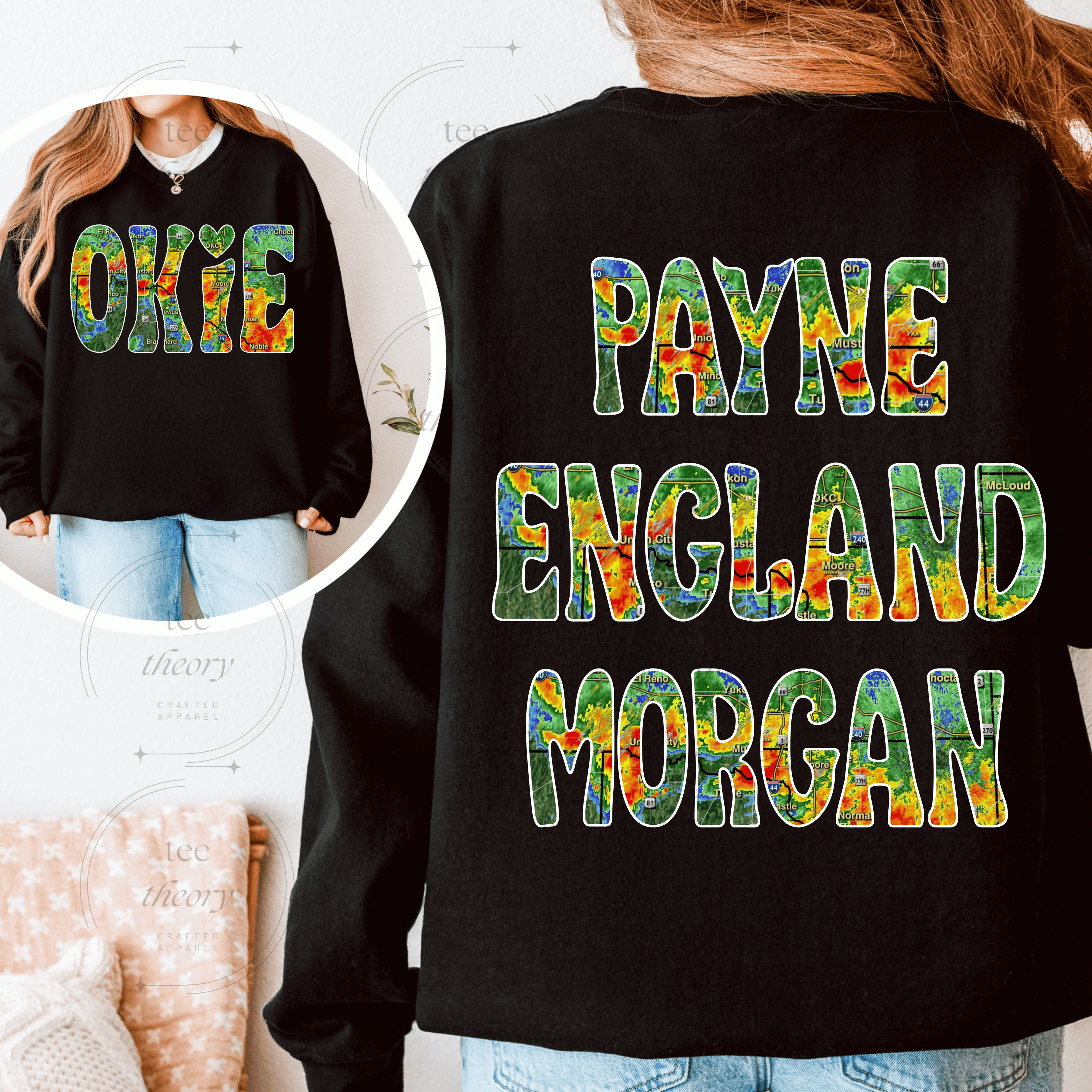 Okie Storm Radar with Forecasters on Back sweatshirt